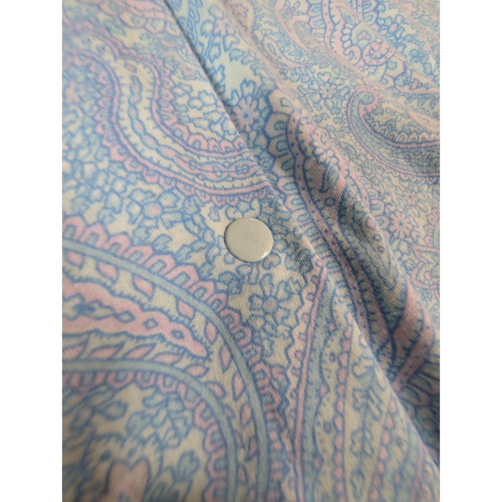 Miss Elaine Quilted Paisley Sz‎ XL Print Snap Button 3/4 Sleeve Nightgown Robe - Picture 2 of 5